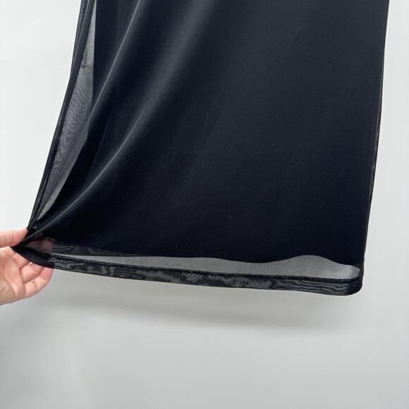 Vintage Y2K Mesh Embroidered Mini Dress Sz L Black Butterfly Flower Goth Grunge - Picture 5 of 12